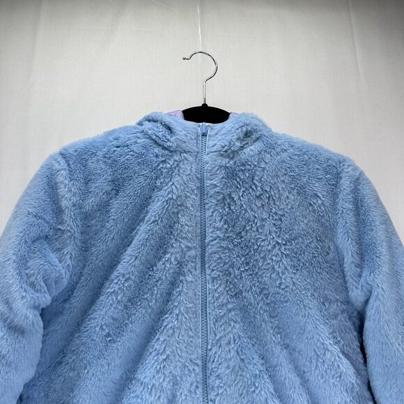 Eddie Bauer Jacket Kids L Ombre Faux Fur Reversible Puffer Hoodie Purple Blue - Picture 10 of 16